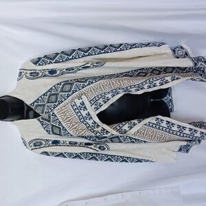 Paparazzi  | Boho Embroidered Open Front Cardigan Sweater, 22" pit to pit